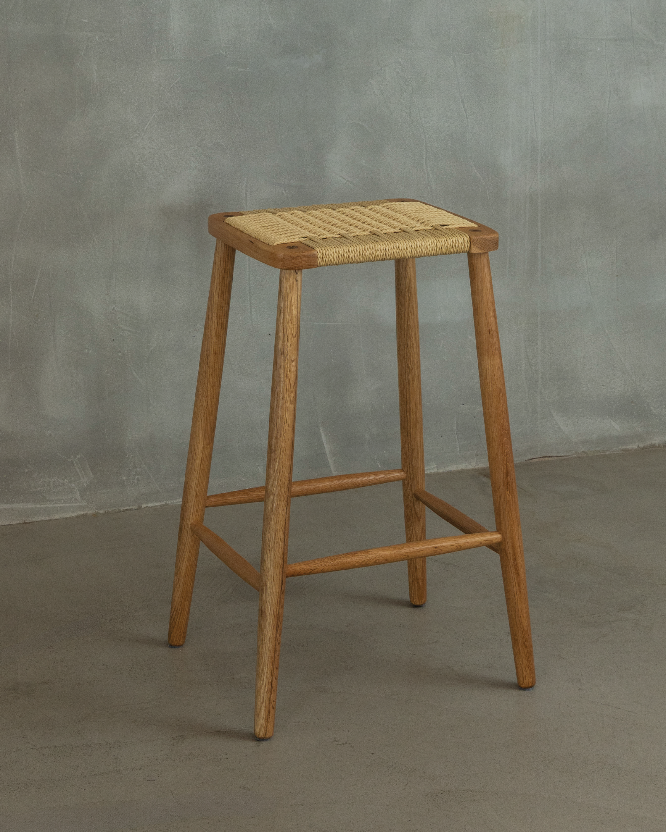Forest Oak & Paper Cord Counter Stool