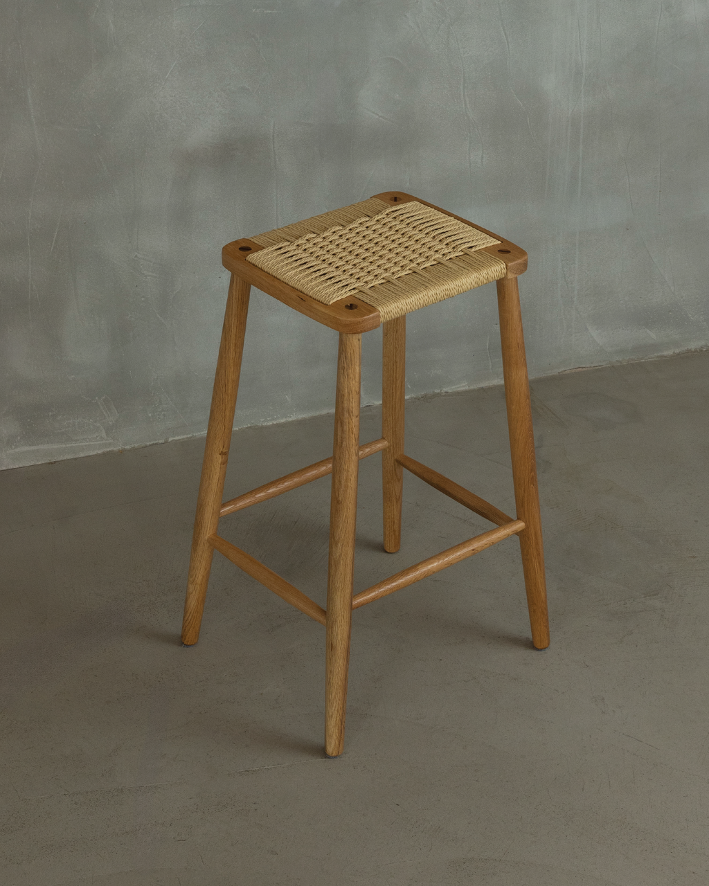 Forest Oak & Paper Cord Counter Stool