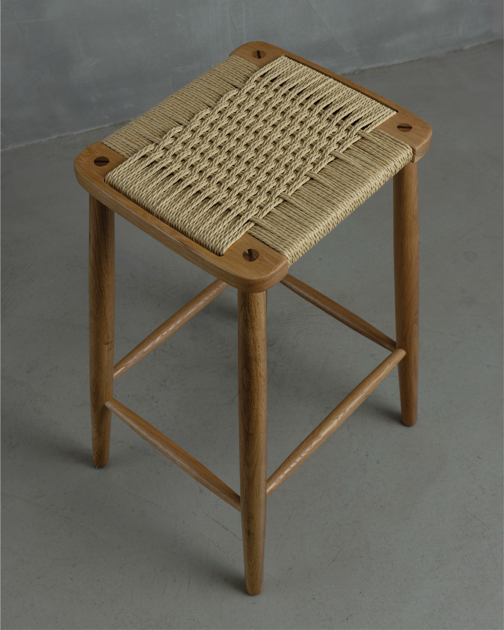 Forest Oak & Paper Cord Counter Stool