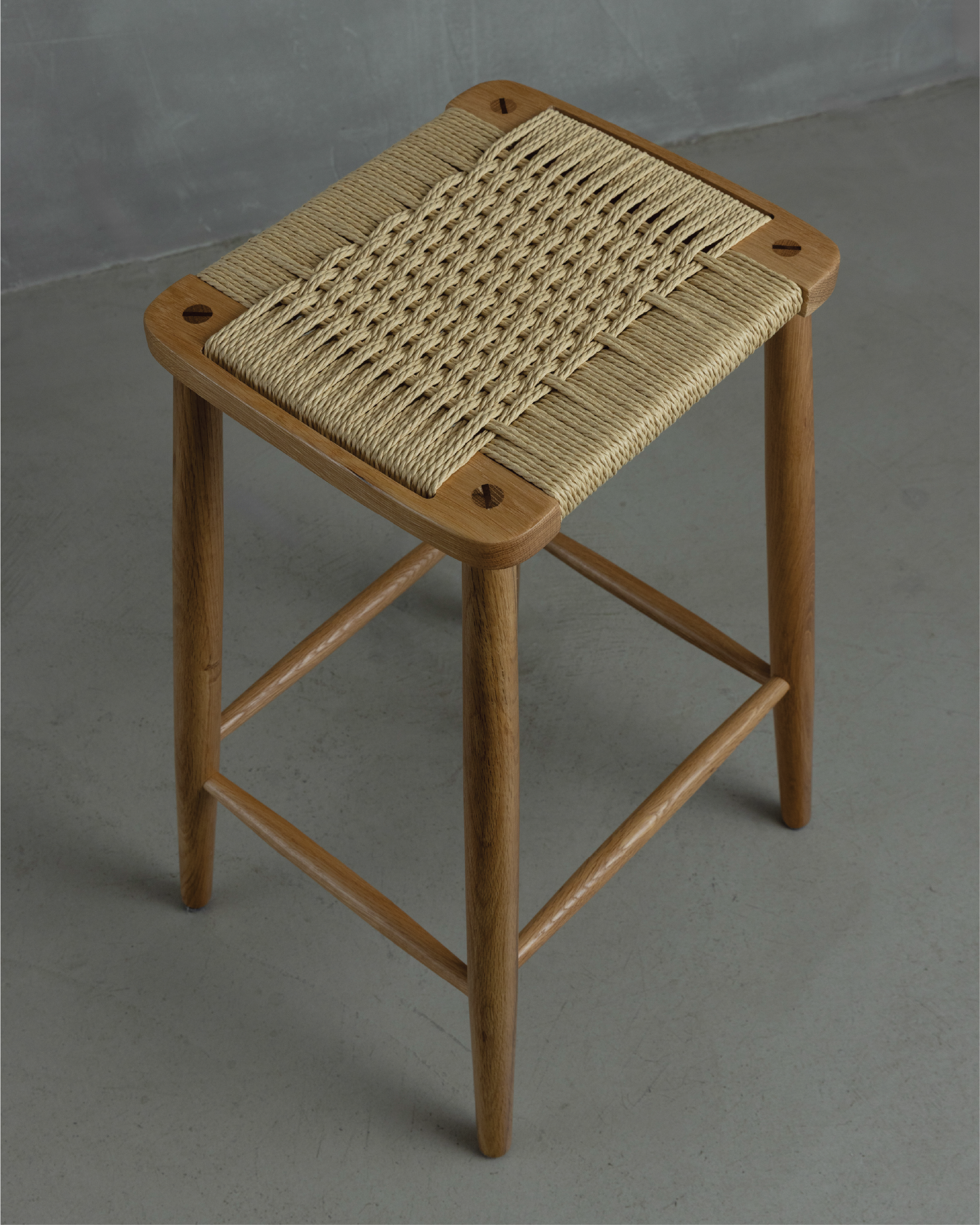 Forest Oak & Paper Cord Counter Stool