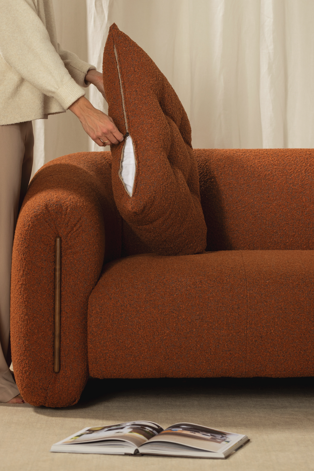 Kurva Sofa 3 Seat - Burnt Orange