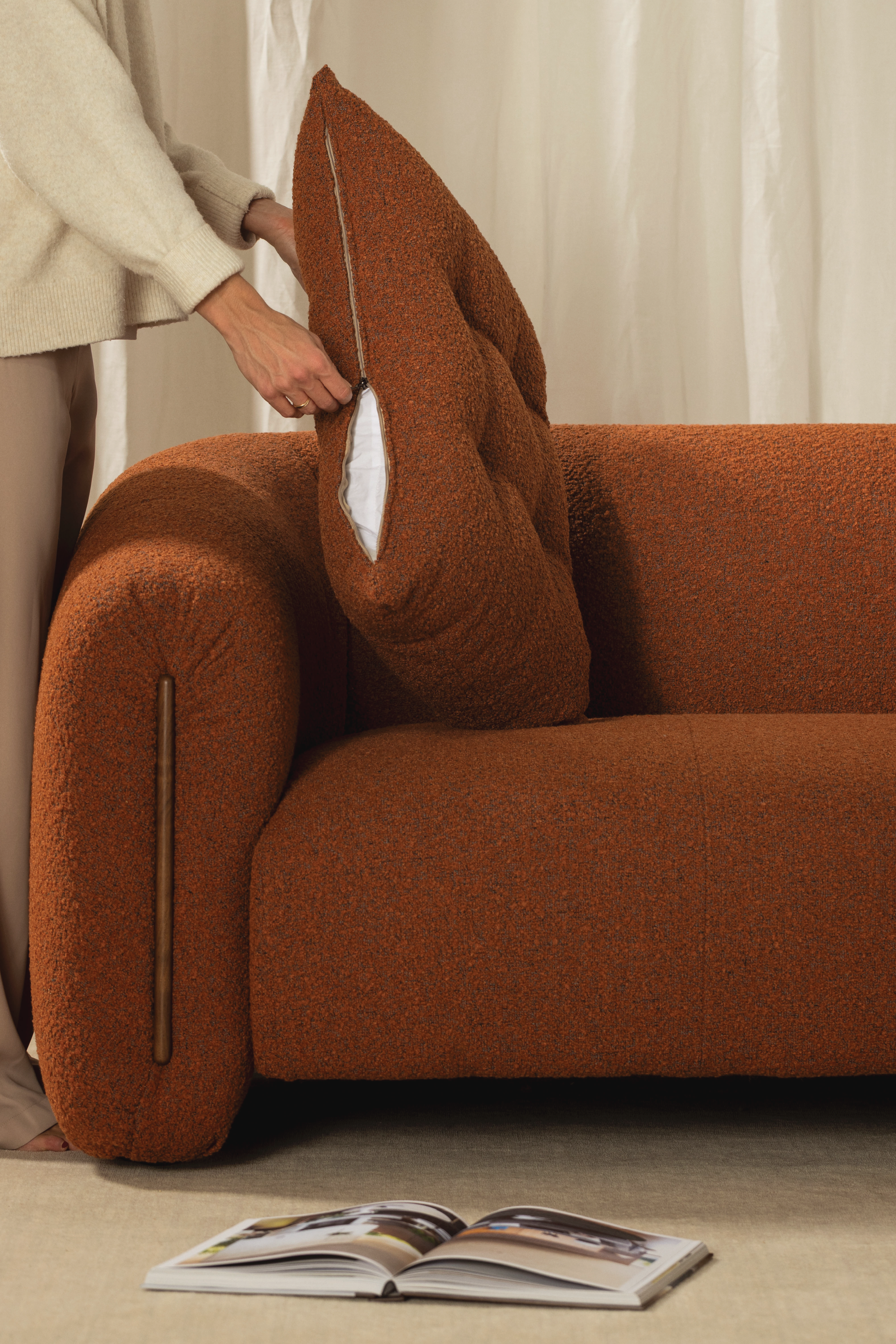 Kurva Sofa 3 Seat - Burnt Orange