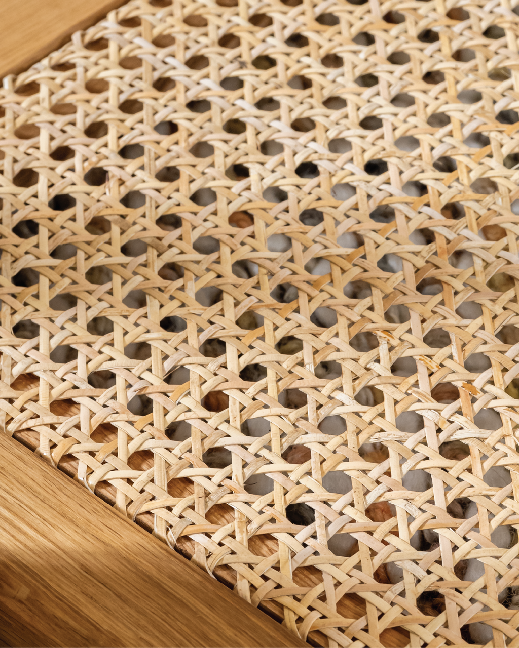 Forest Nest of Oak & Rattan Glass Coffee Tables