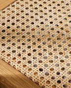 Forest Nest of Oak & Rattan Glass Coffee Tables