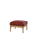 Den Footstool (Oak Frame/Red Leather)