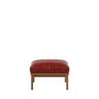 Den Footstool (Walnut Frame/Red Leather)
