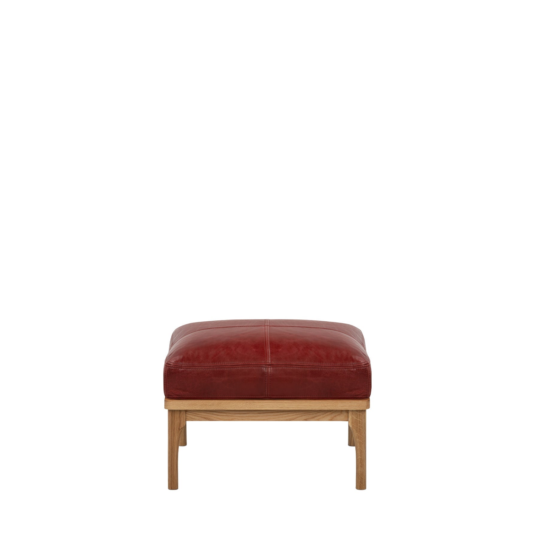 Den Footstool (Oak Frame/Red Leather)