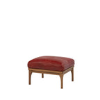 Den Footstool (Walnut Frame/Red Leather)